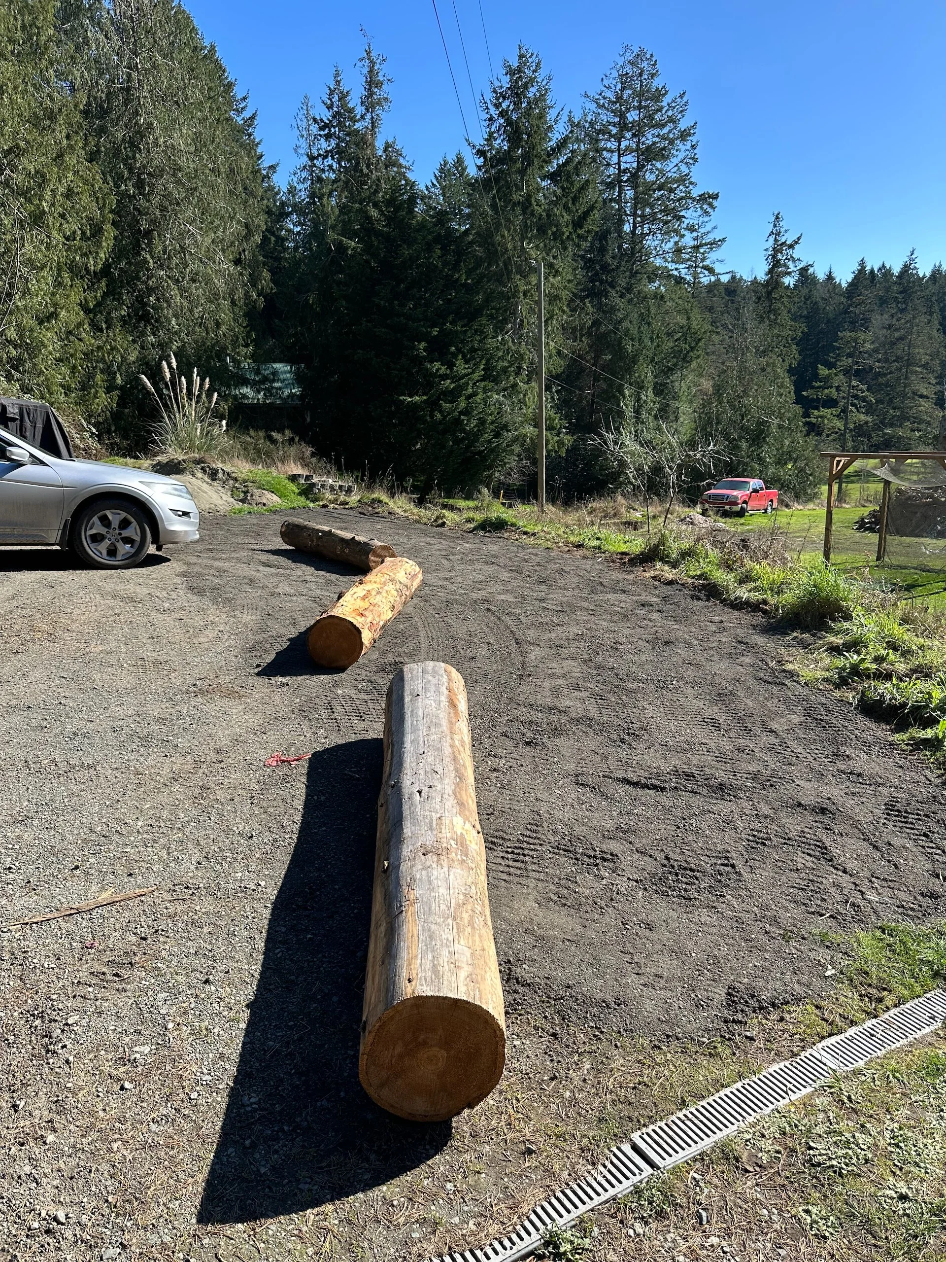  We didn’t quite get the whole job finished, but the log are ready to be put in place.  