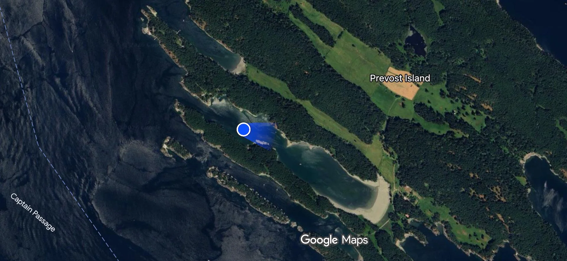  The map view of roughly where we anchored. 