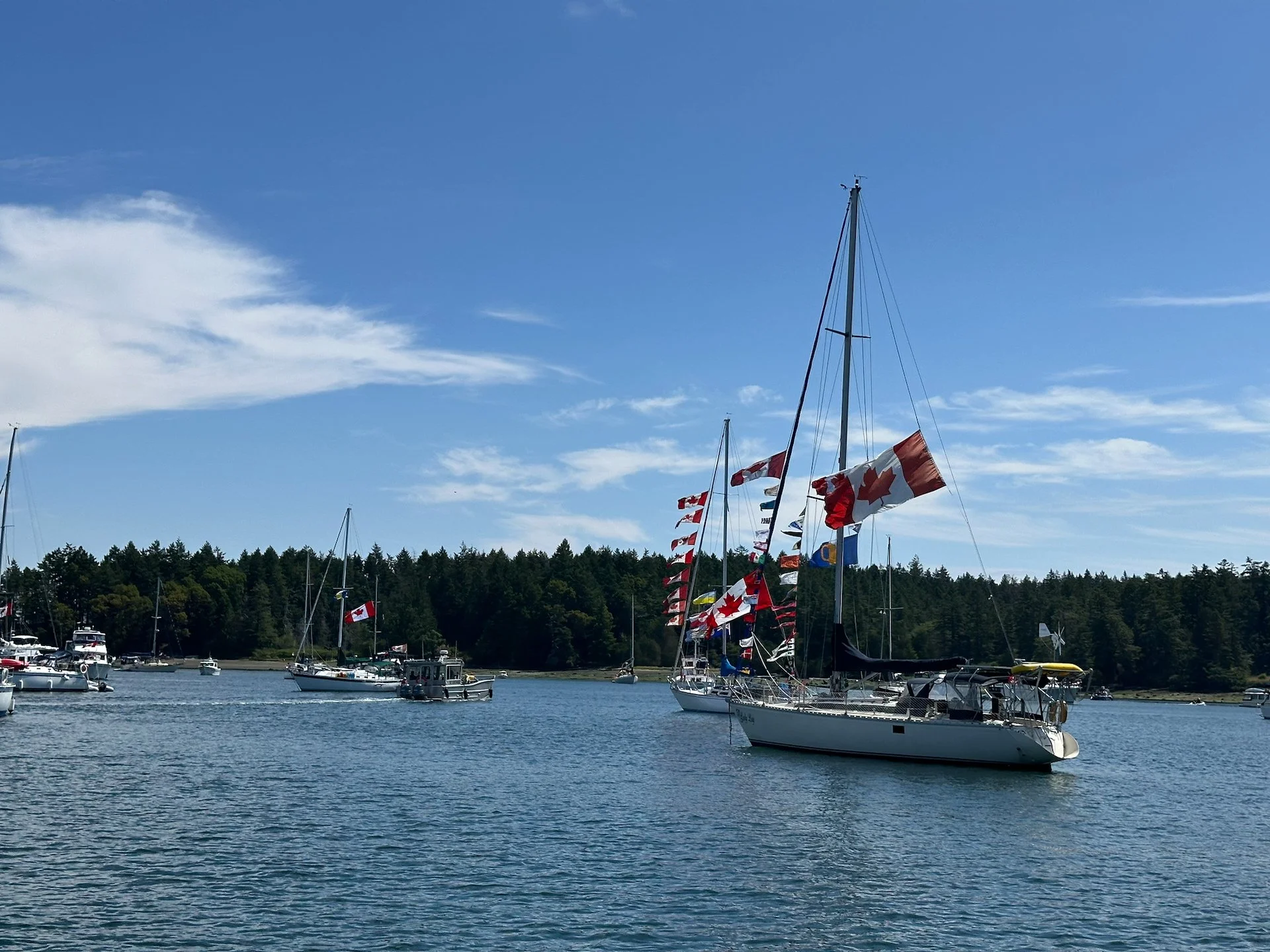 Pulling into Winter Harbor at Saturna, the festivities were readily apparent.  