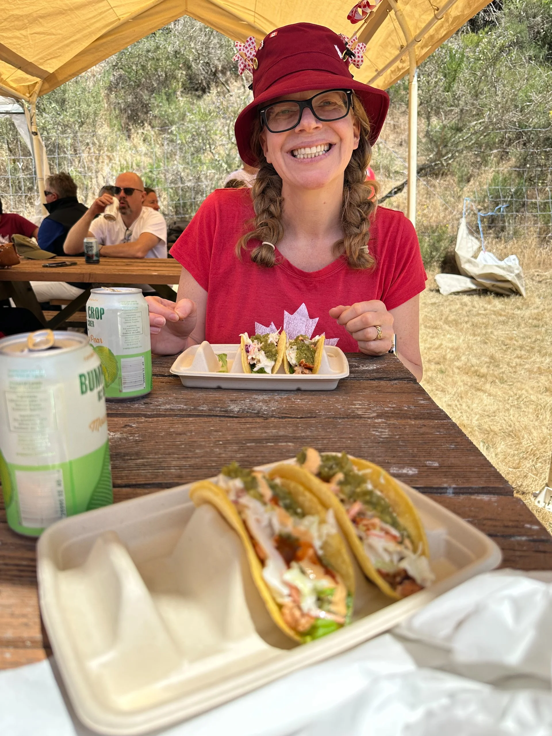  I hadn’t eaten anything yet today and didn’t want to wait for the lamb. There were other vendors that were serving food, and we had heard that the fish tacos were good. So we tried them out, and can confirm! Excellent! 