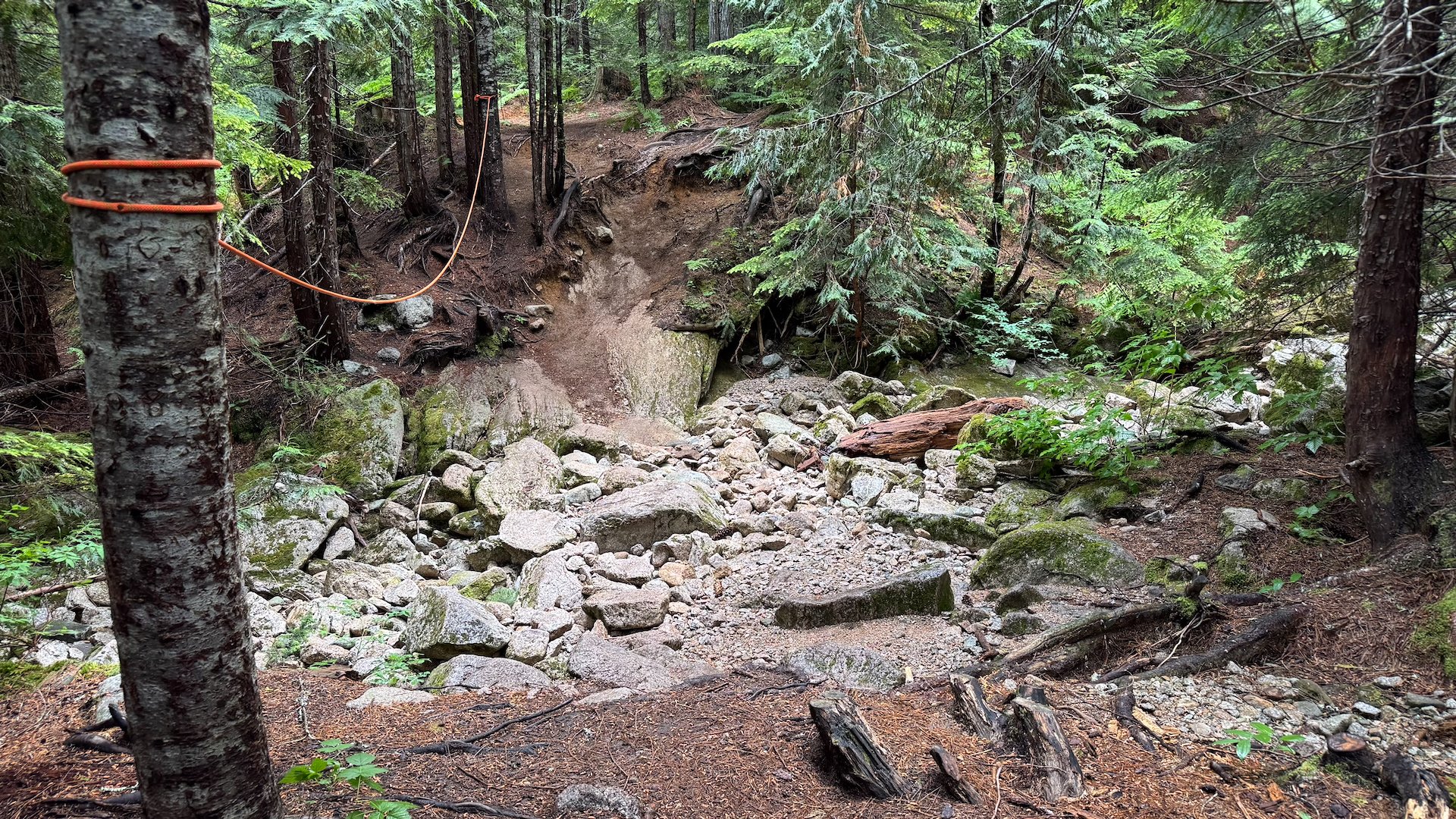  This part of the trail can be impassable at certain times of the year. Others you need the rope. It’s concerning that it’s completely dry already.  