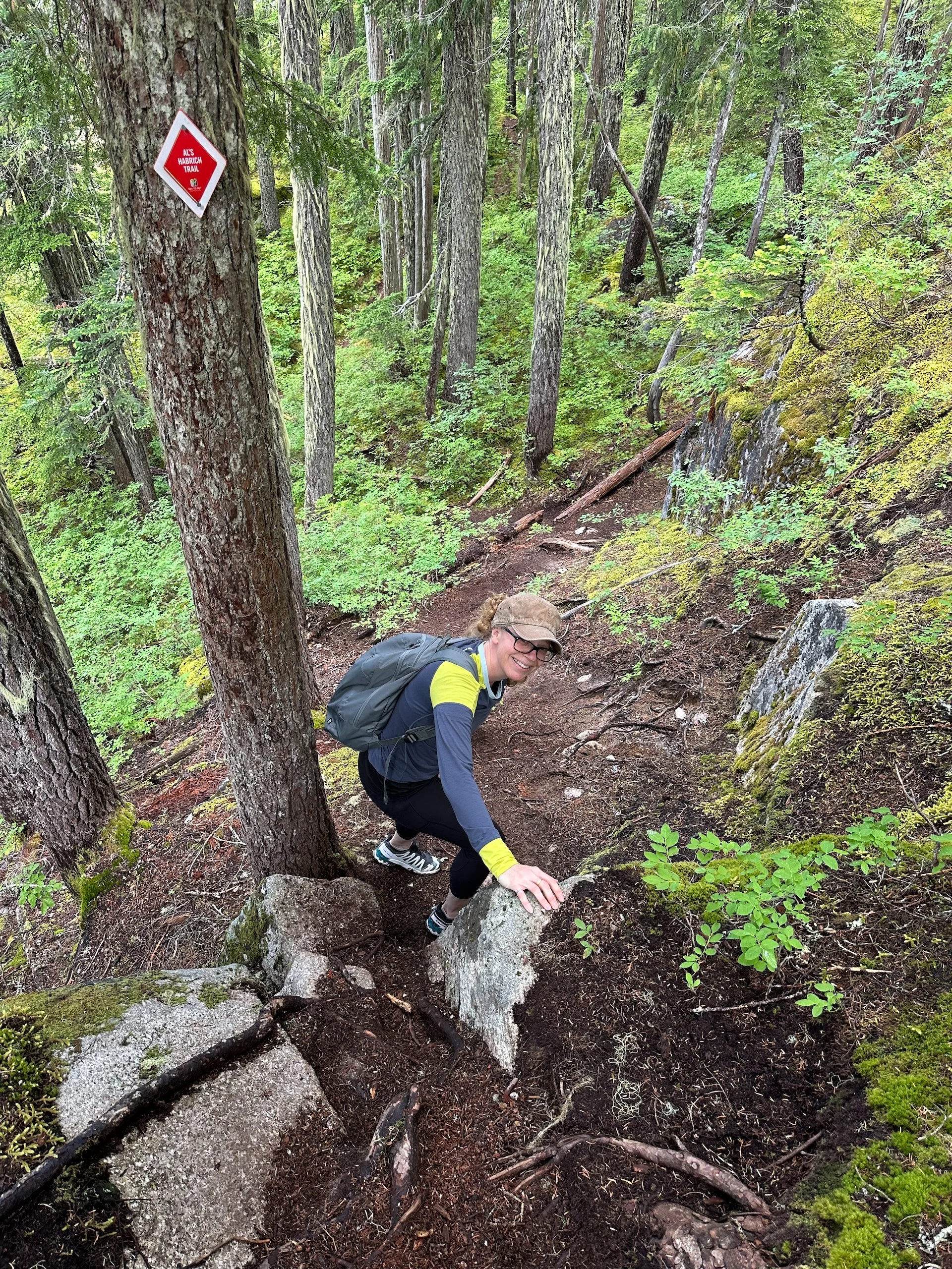  Remember when I said the trail was well marked? We’ll we missed this one entirely! We walked by it - because it drops you straight over the edge of a cliff! We had passed it, walked until the trail ended in a  small lookout then had to double back. 