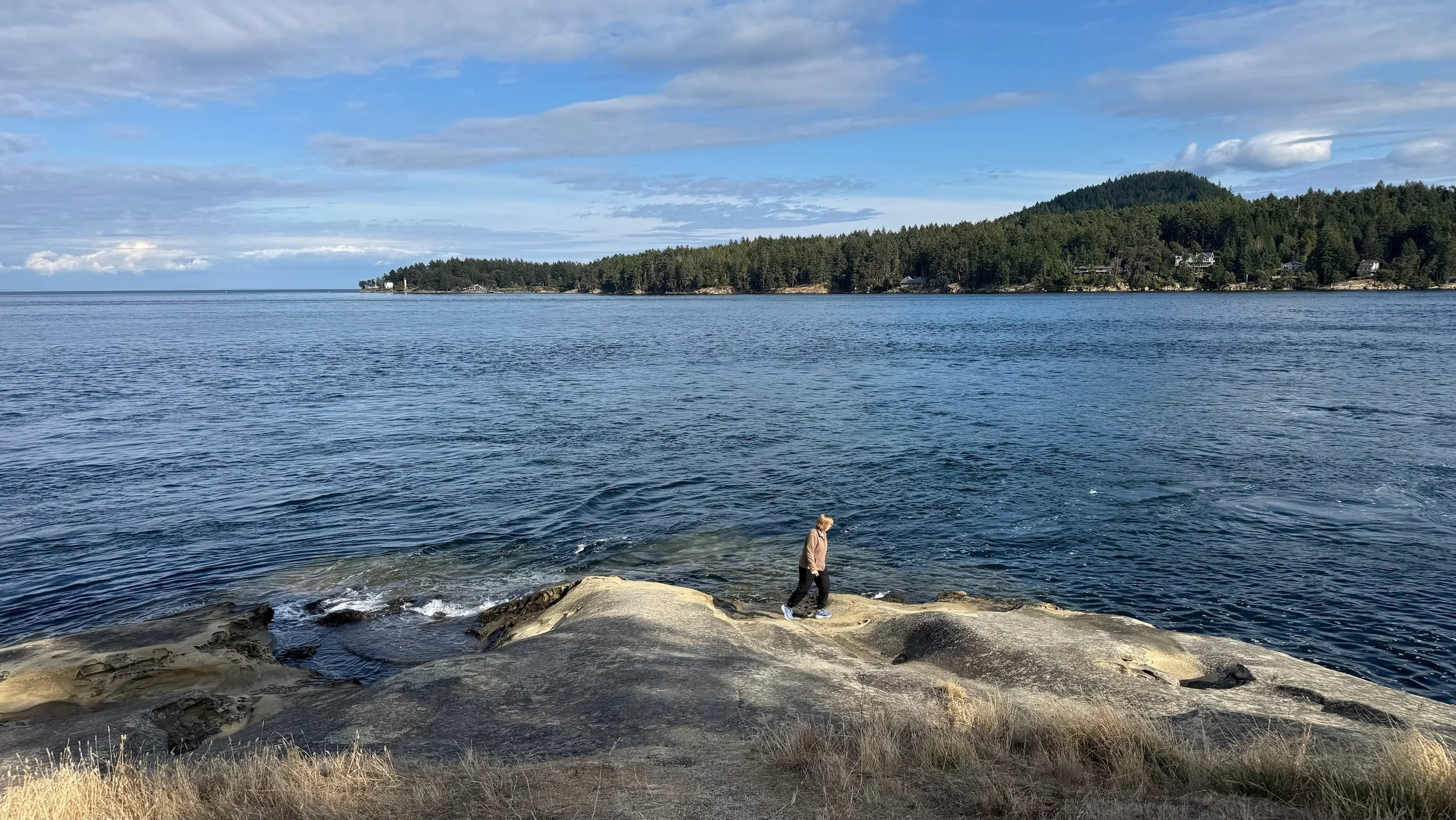  Mom wandering the shore at Bellhouse. 