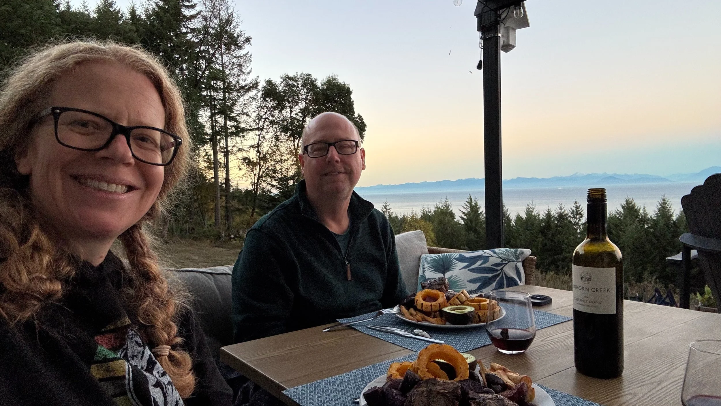  A lovely meal with a nice bottle of wine. 