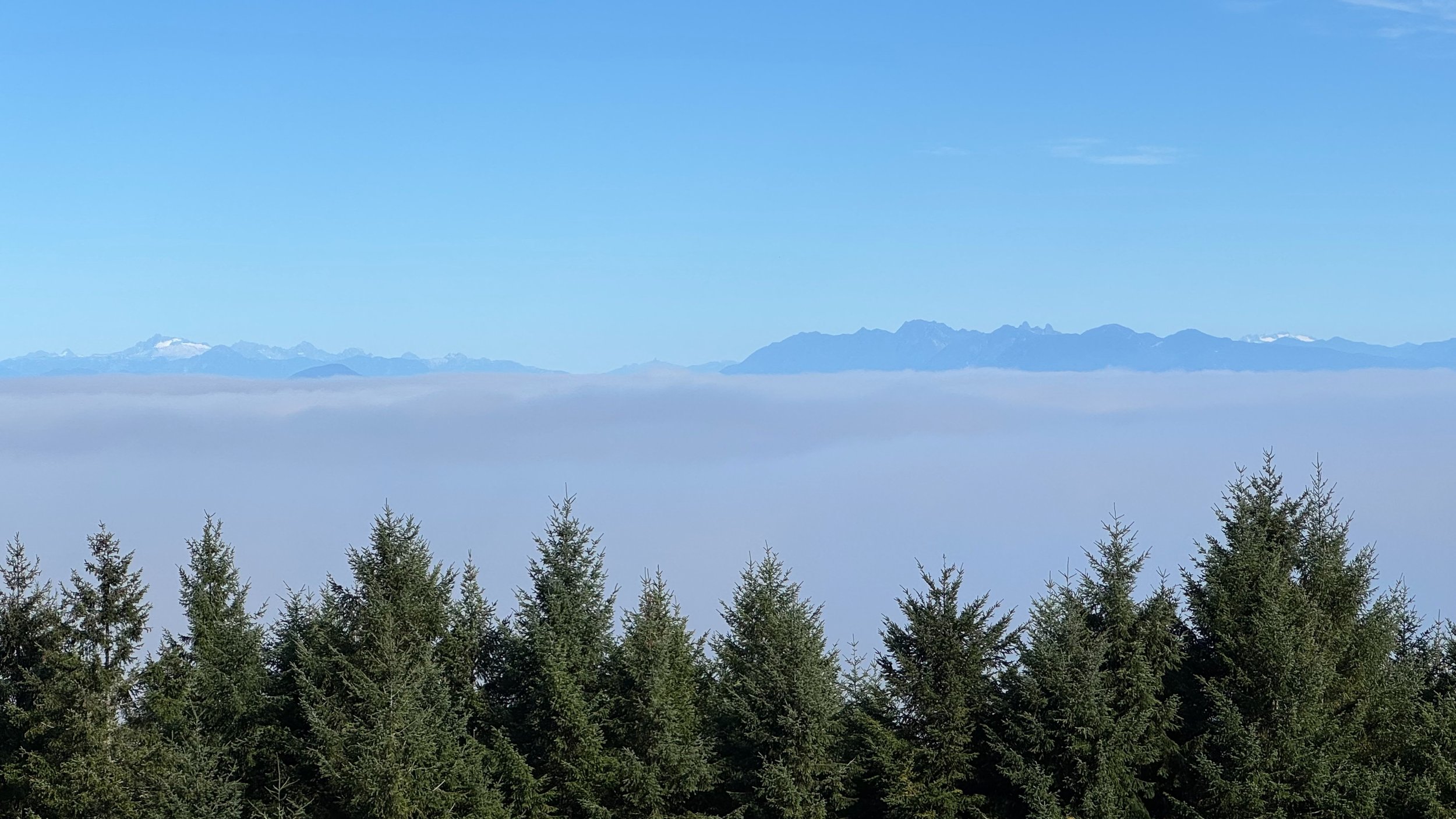  While we had a nice blue sky day, the clouds were sitting down over the water and we couldn’t see anything.  