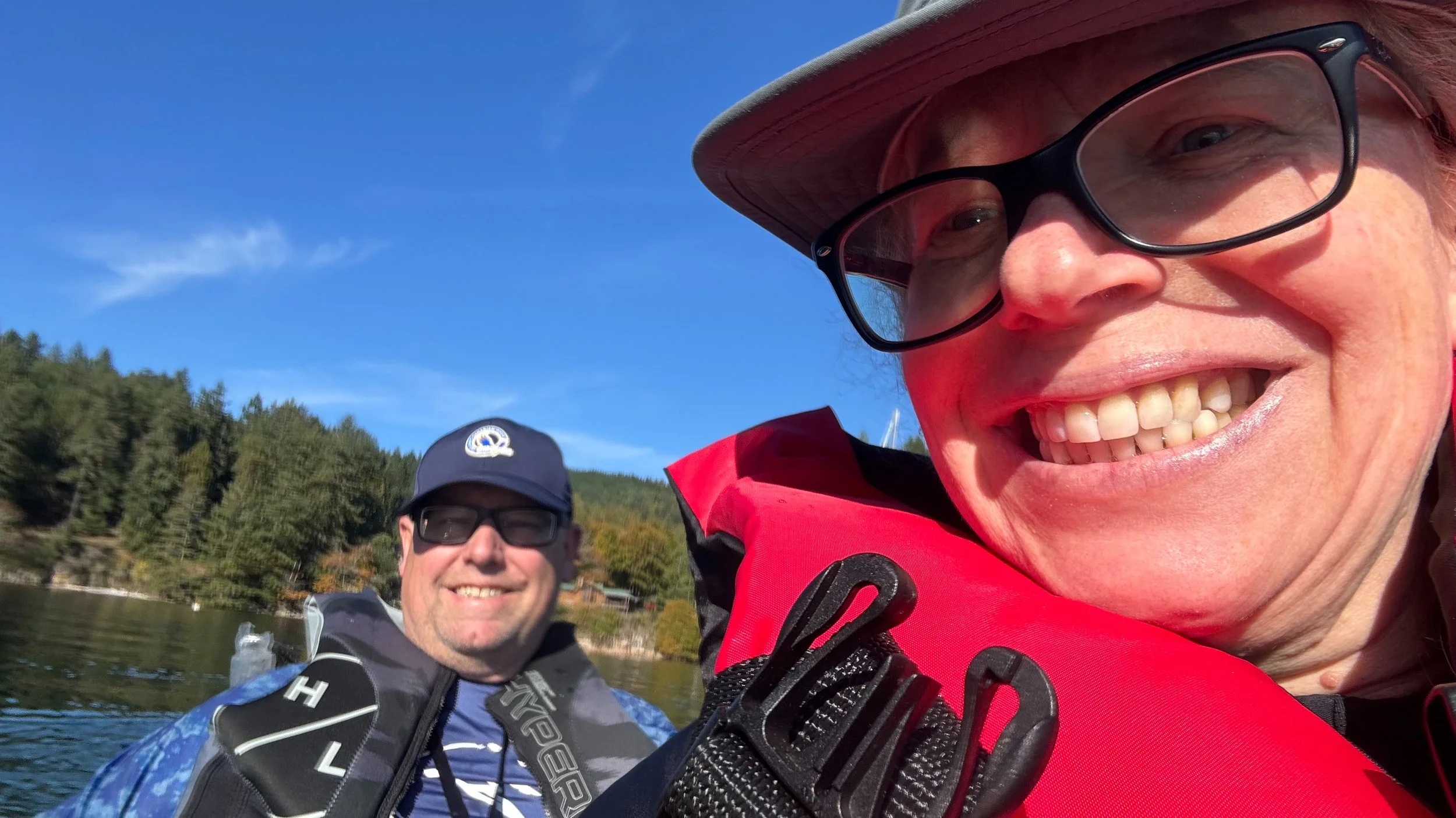  On Sunday, we took the kayak out since it was such a nice day. This is down on the Pass side, and not a cloud in sight! 