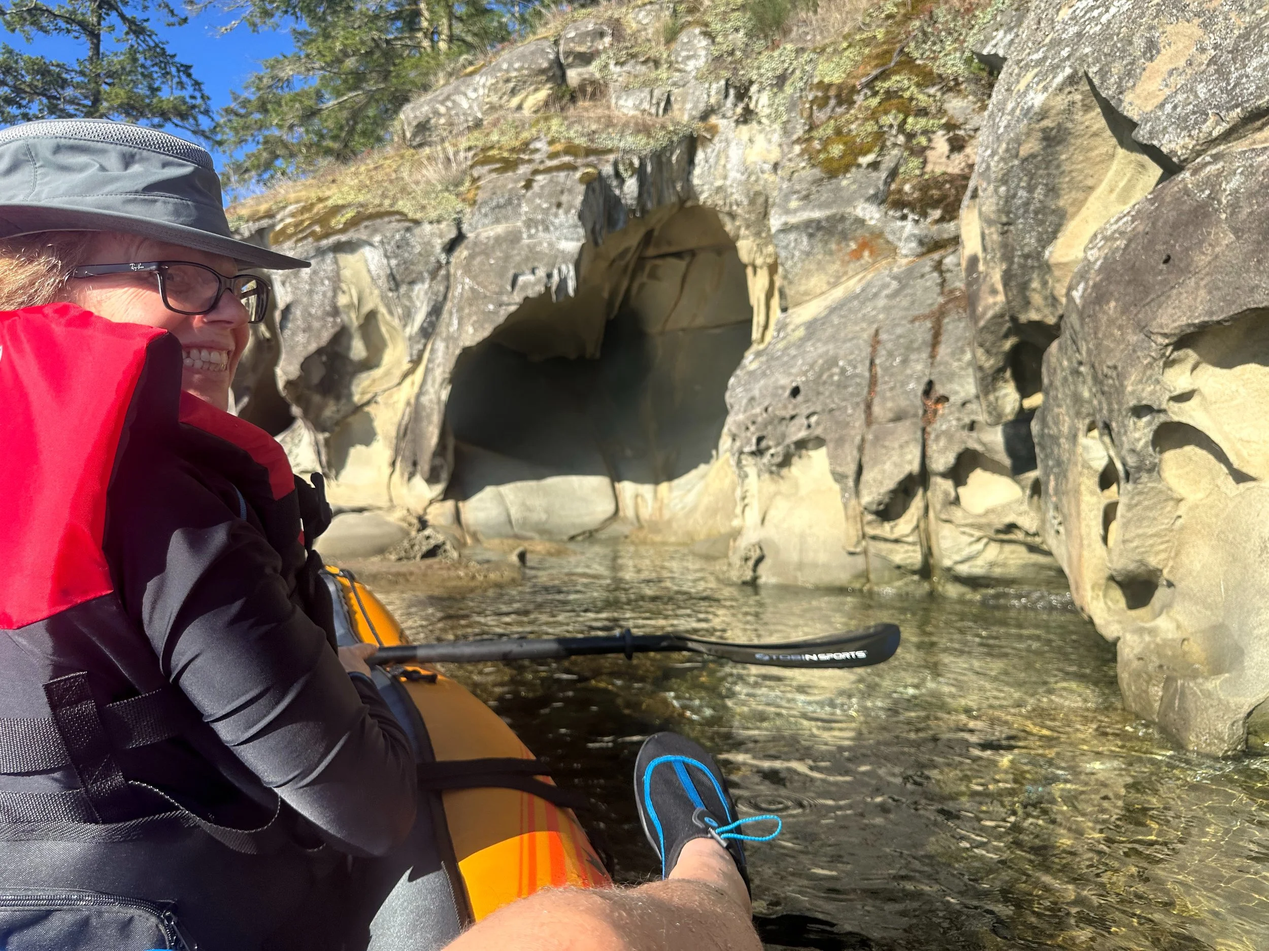  The tide was very high so we could get right up to the caves. 