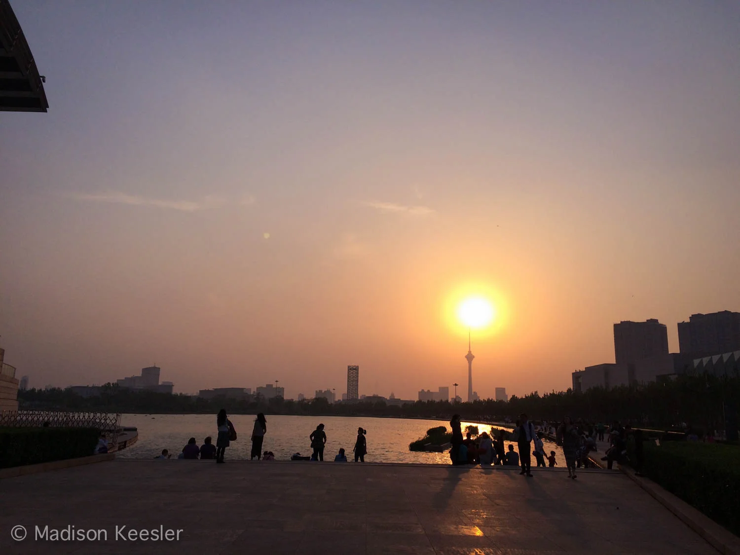 A lovely sunset in front of the theater