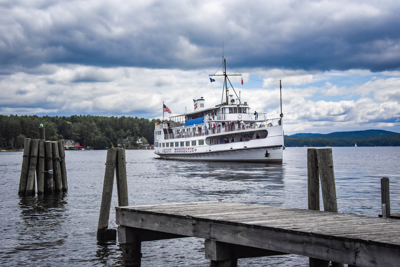 The MS Mount Washington approaches the Wolfeboro Docks
