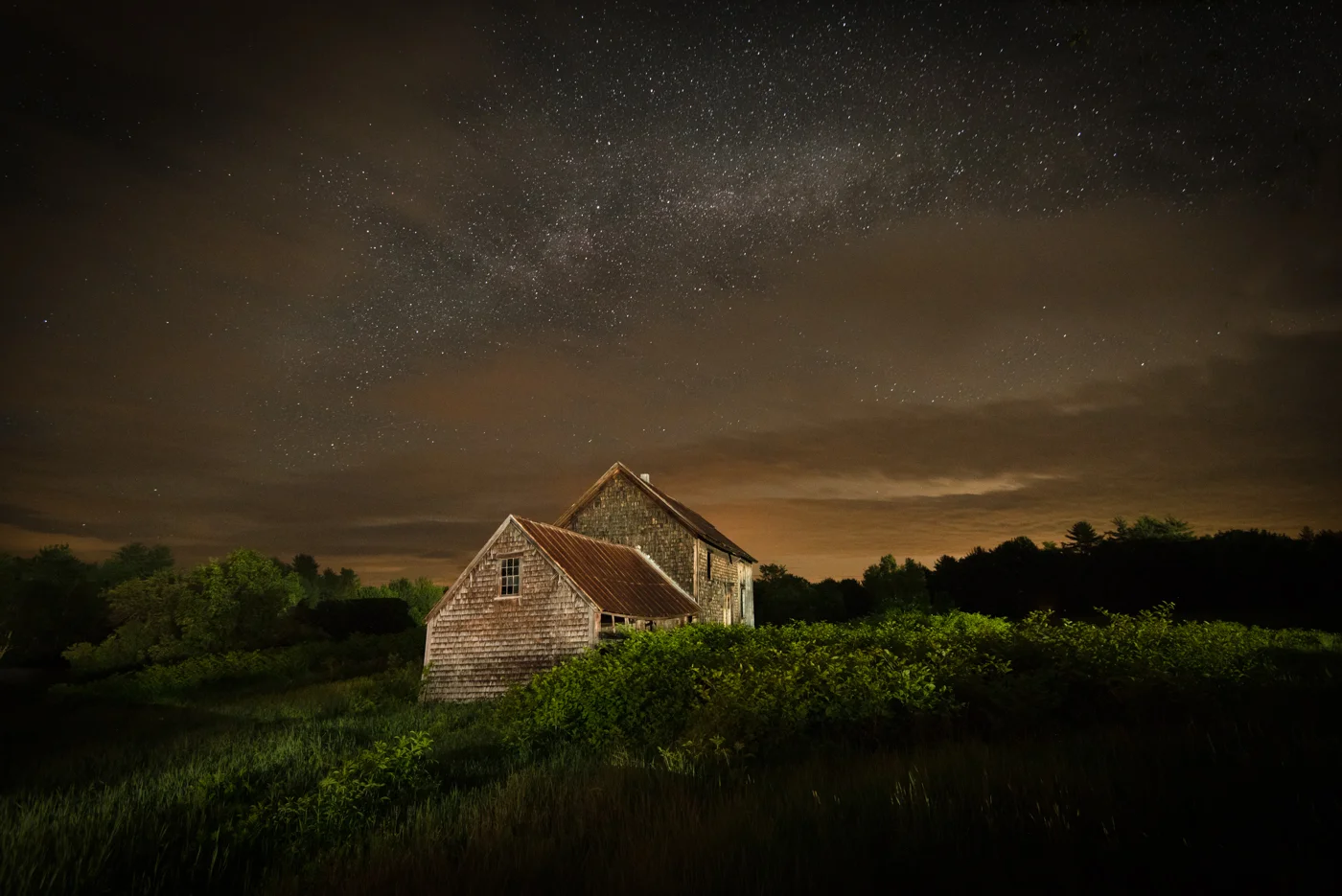 Abandoned Barn under Starlight