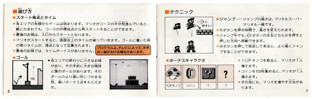 Nintendo’s Super Mario Bros. (1985) Manual ( Image source )