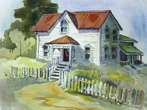 Marysville Small House Watercolour ©Barb Carr