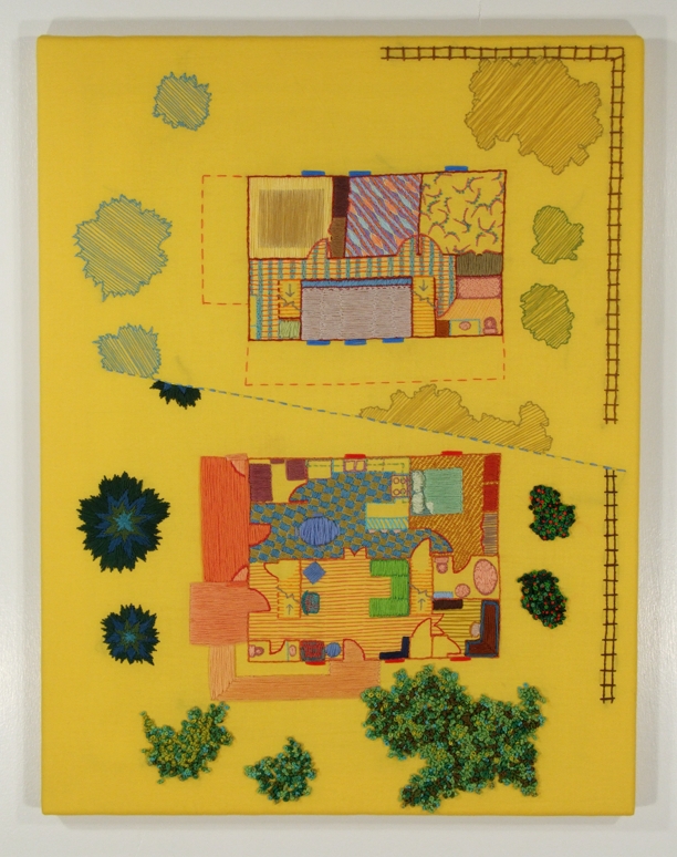 Dream Home Sweet Home (Mature Landscape) 2010 Hand embroidery on cloth 26 x 20 inches
