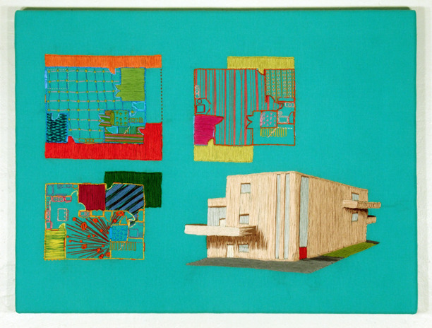 Dream Home Sweet Home (Renovated warehouse with 2 artist studios and loft) 2009 Hand embroidery on cloth 18 x 24 inches