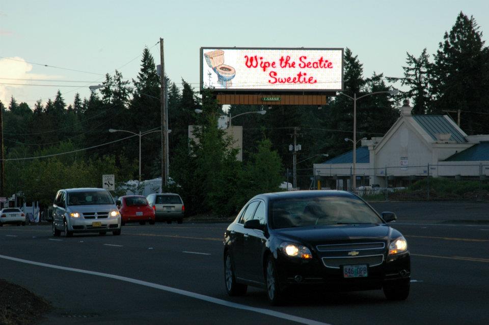 View of digital composition for the Salem, Oregon Billboard Art Project show; May 2012. Image courtesy of the Billboard Art Project