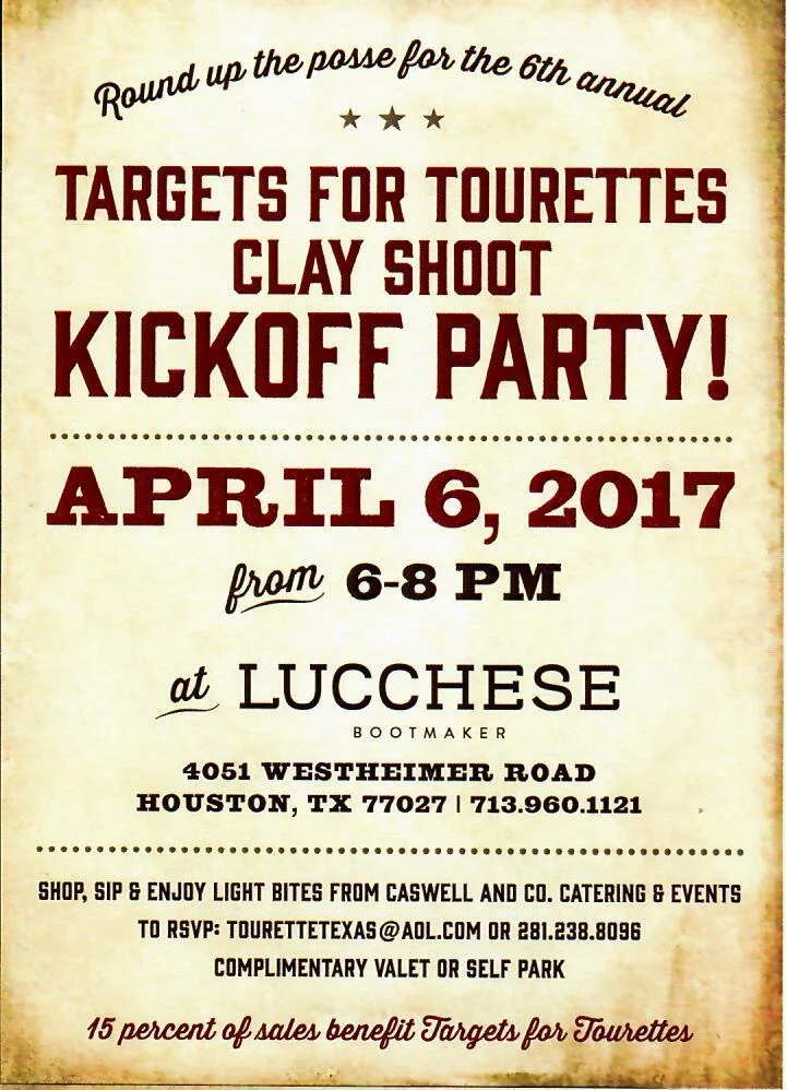 TARGETS FOR TOURETTES KICKOFF PARTY — Tourette Association Texas Chapter