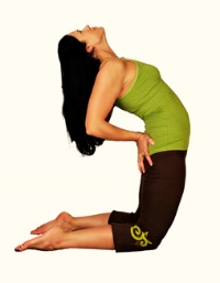 I recommend this version of the pose if you've never done it before or if you just want a more gentle, safer option. Very similar to the standing backbend at the beginning. 