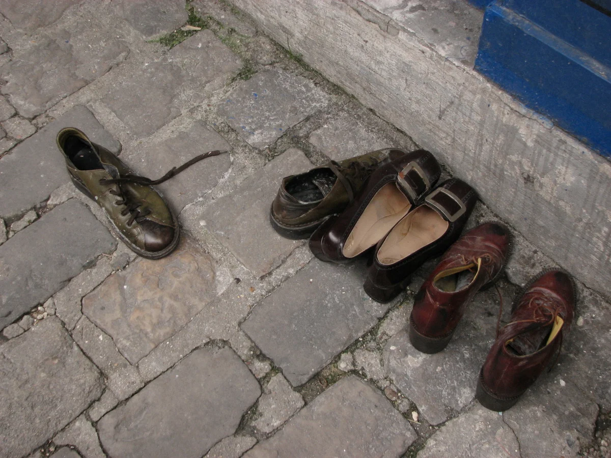 Paint-spattered shoes