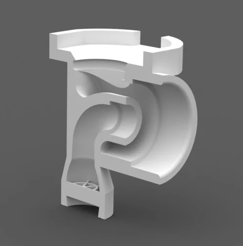  Cross-section of the solenoid valve manifold. The quick-release faucet attachment and nozzle are integrated into the manifold to maximize clearance under the faucet and guarantee a leak-free system. 