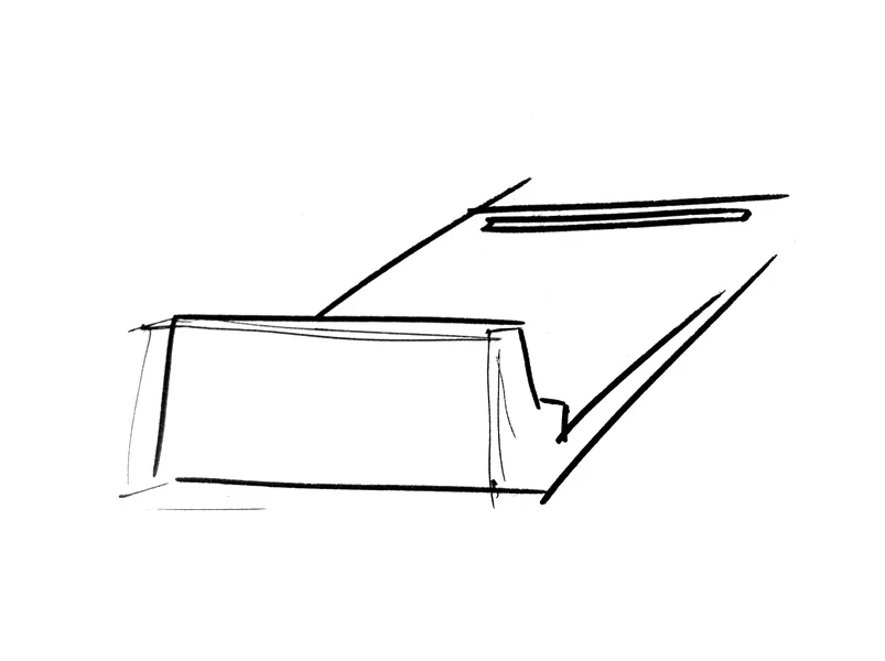  I considered incorporating seating for the installation, possibly doubling as a water storage tank. The fluid screen would flow upward from the floor. 