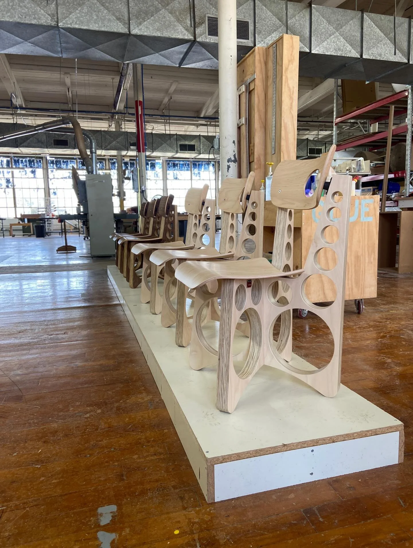 love seeing these on the shop floor for @tomsachs 
Walnut and Natural Shop Chairs