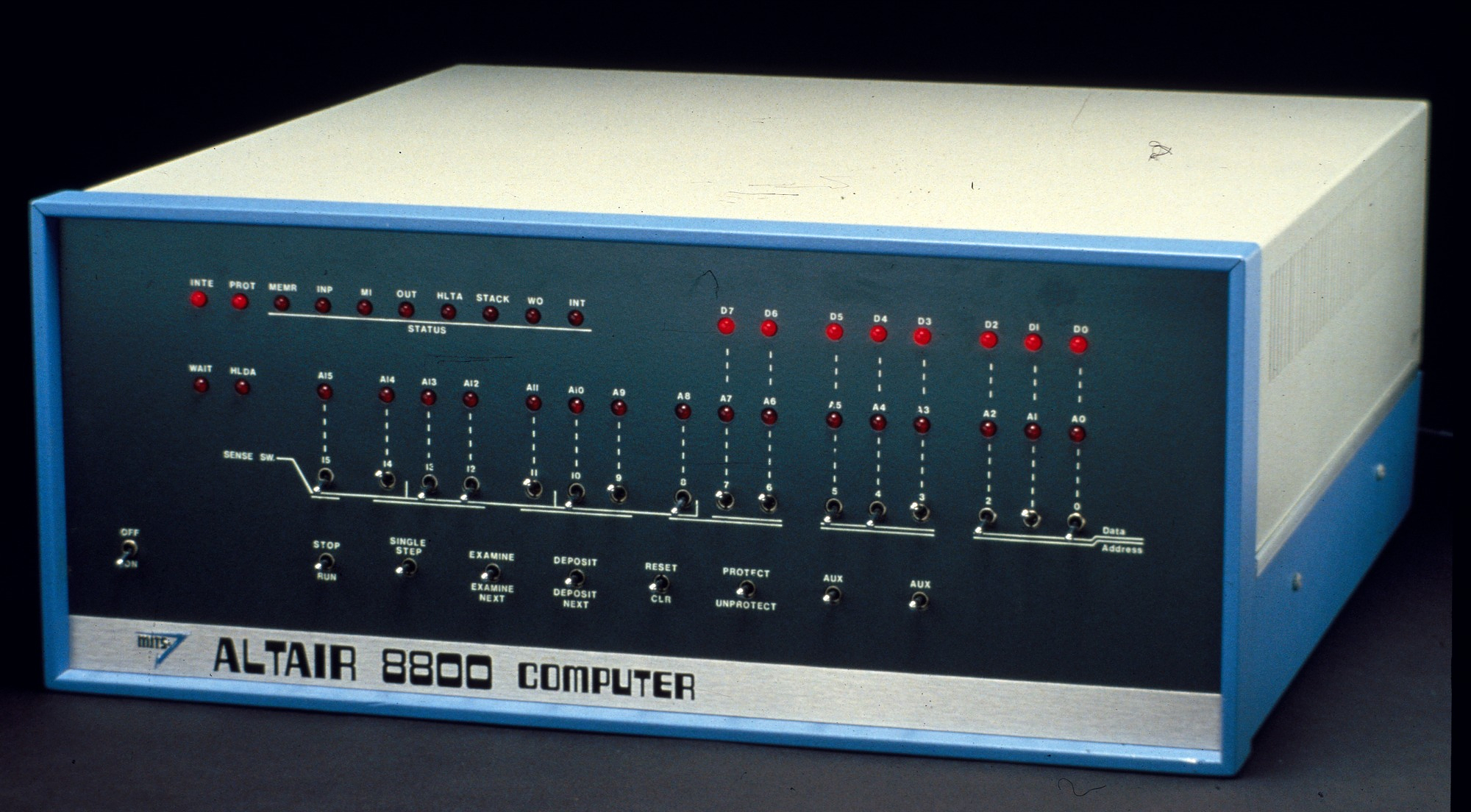Sold as a $395 kit to electronics enthusiasts in 1974, the Altair 8800 was the world's first personal computer. Source: Smithsonian National Museum of American History
