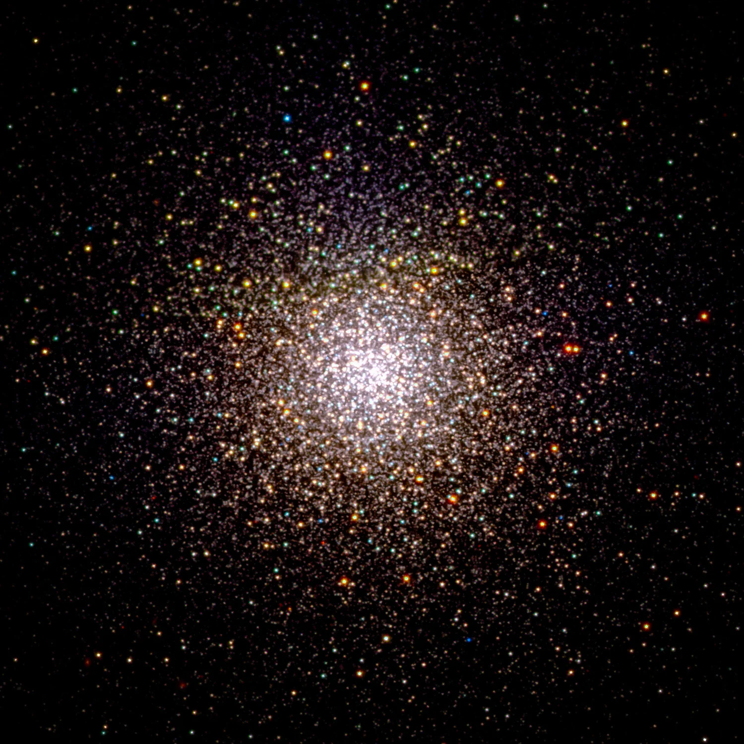 The final image of the Messier 3 globular star cluster in the visible and ultraviolet spectrum. Credit: Chris Casper Data Source: Sloan Digital Sky Survey Data Release 7 using Nasa Goddard Space Flight Center's SkyView facility
