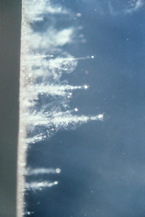Large particles leave tracks in a ground-based aerogel particle detector. Credit: Nasa/JPL-Caltech