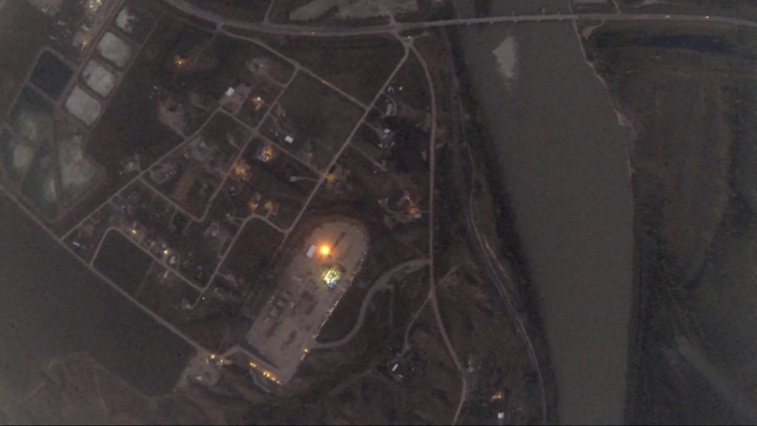 Natural gas flaring at a North Dakota drilling site captured from a high-altitude balloon. Credit: SkyTruth