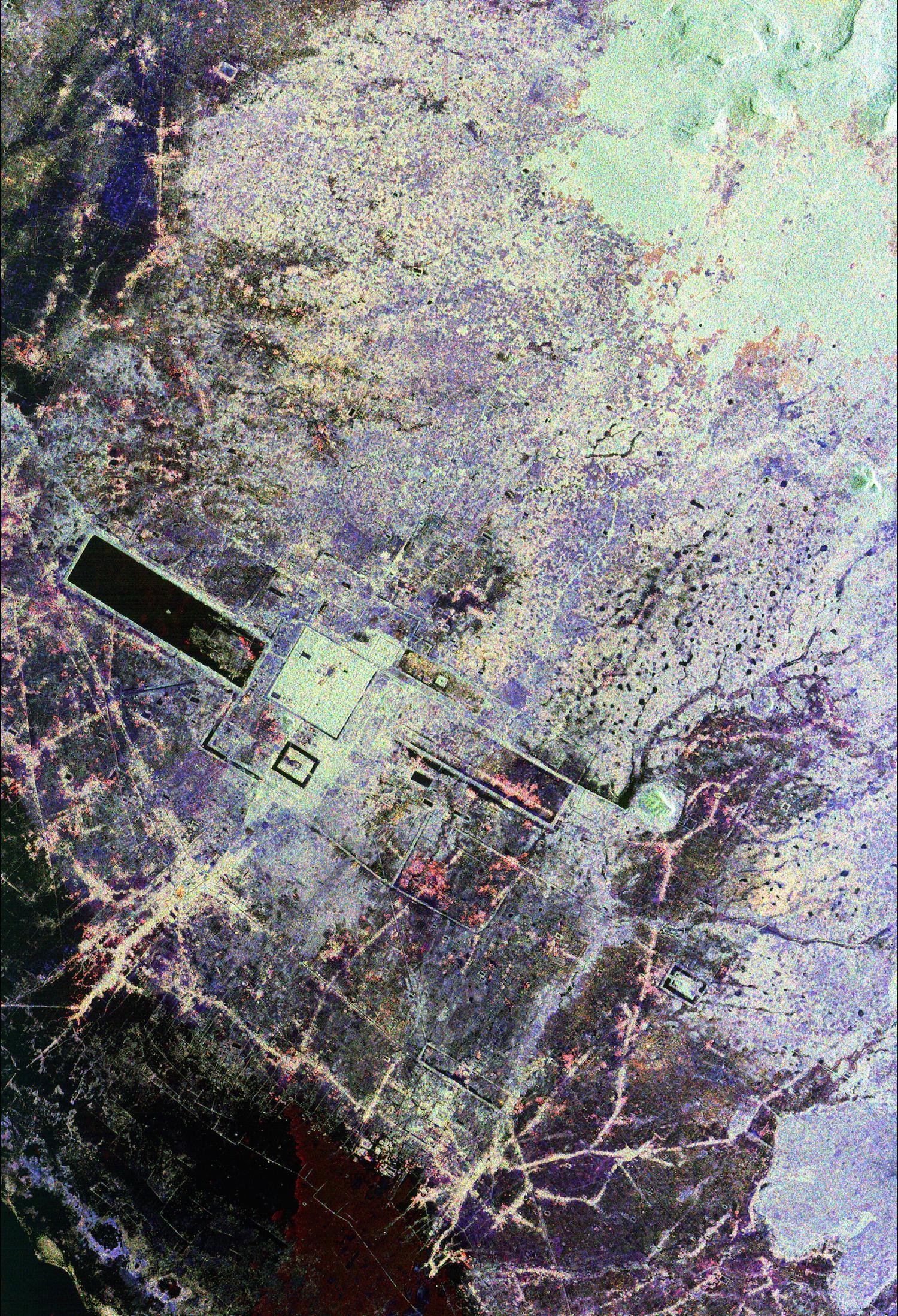This space radar image of Cambodia's temples in Angkor helped uncover ancient canals and previously unknown structures hidden beneath the forest canopy. Credit: Nasa/JPL-Caltech