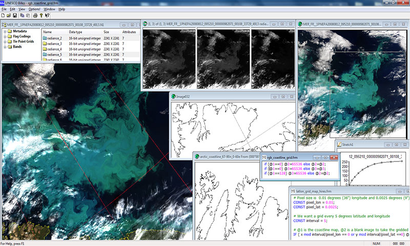 Screenshot of Bilko, LearnEO! Project's free software, showing data taken from Envisat's Meris medium-spectral imaging spectrometer for the beginner's tutorial. Credit: LearnEO!