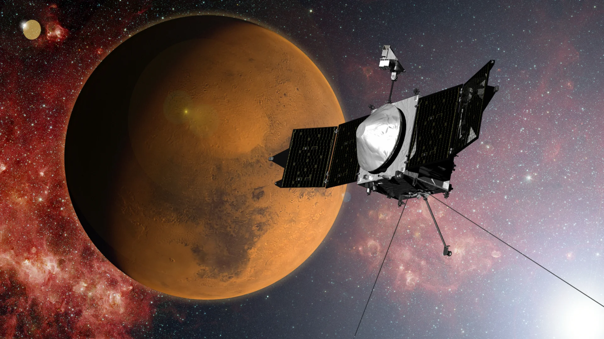 An artist's concept of Maven orbiting Mars. Credit: Nasa/GSFC