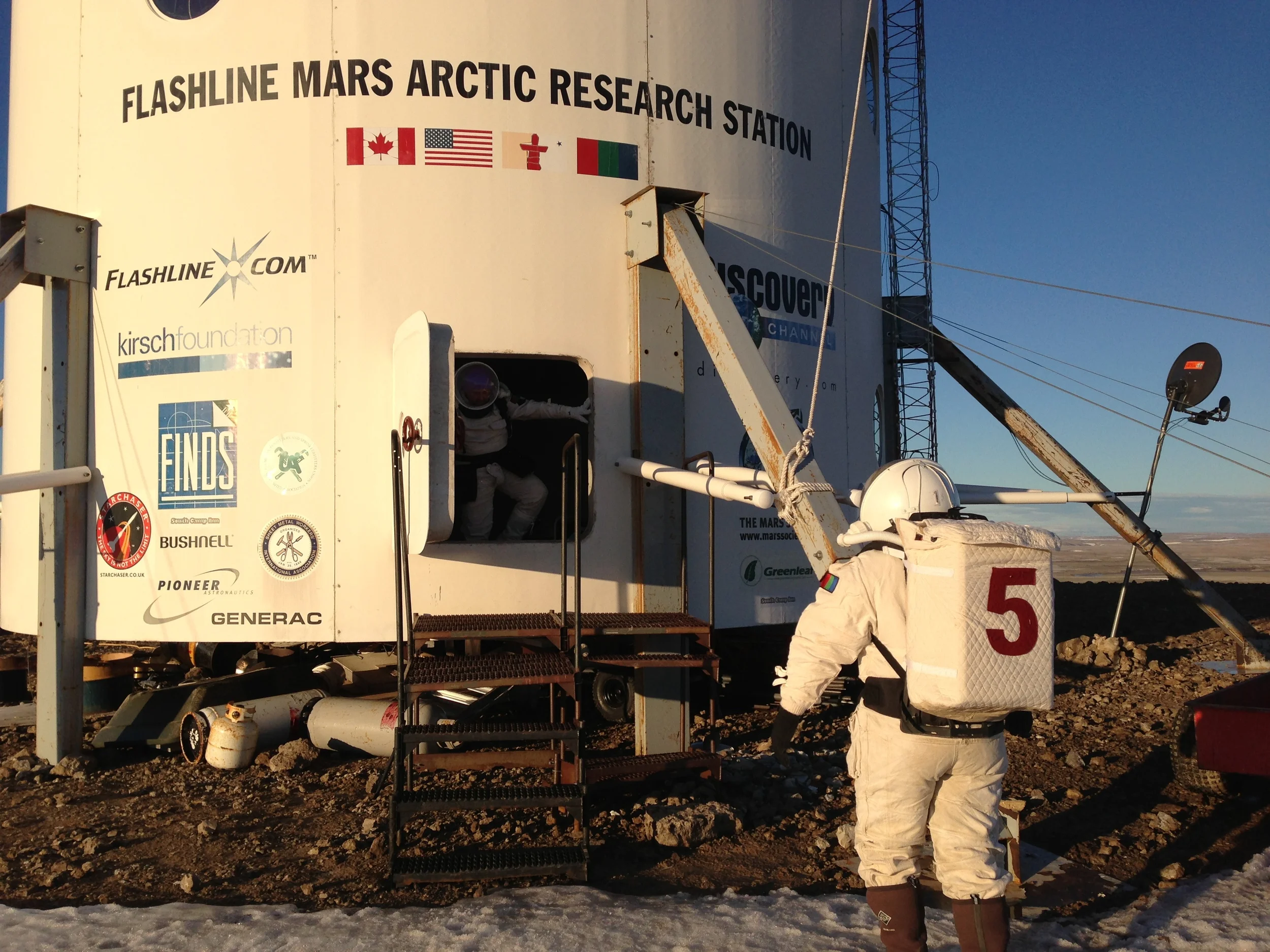 Keeping it real - or close to it. Everything the crew at FMars does must simulate a real mission on Mars. Want to go for a walk? Put on your spacesuit, sit in the airlock to "decompress", and then conduct your extravehicular activity. But watch out for the polar bears. Source: Mars Society MA365 Project
