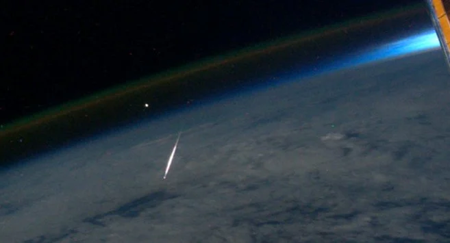 You probably won't get the same view of meteor showers as astronaut Ron Garan had of the Perseids from the International Space Station. Source: Nasa