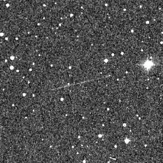 The bright streak in this image is the asteroid 1999 AN10 discovered in 1999. Nasa scientists "precovered" the asteroid in this 1955 photographic image digitized by the Digital Sky Survey. Source: Nasa