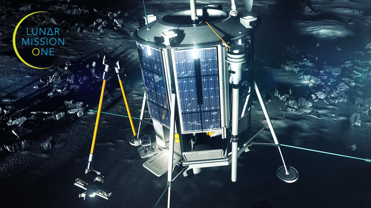 An artist's concept of Lunar Mission One's robotic lander which may reach the Moon in 2028 thanks to the successful crowdfunding campaign. Source: Lunar Mission One