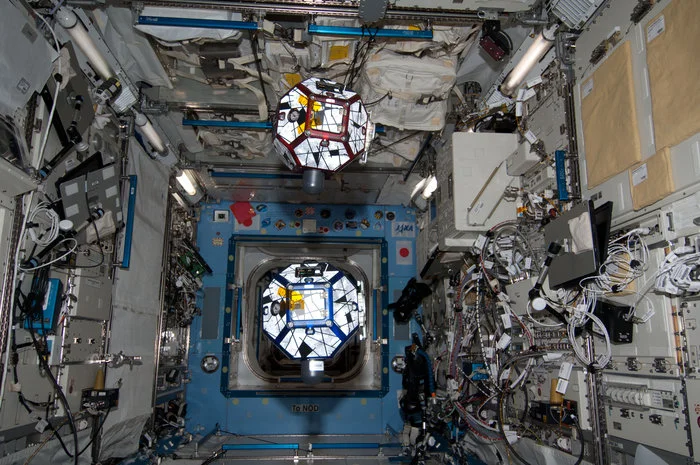 The similarities between the Spheres robots and Luke Skywalker's practice drones must be purely coincidental. Once a year MIT, Nasa, and Esa let middle and high school students fly the robots around the International Space Station. Source: Nasa via Esa