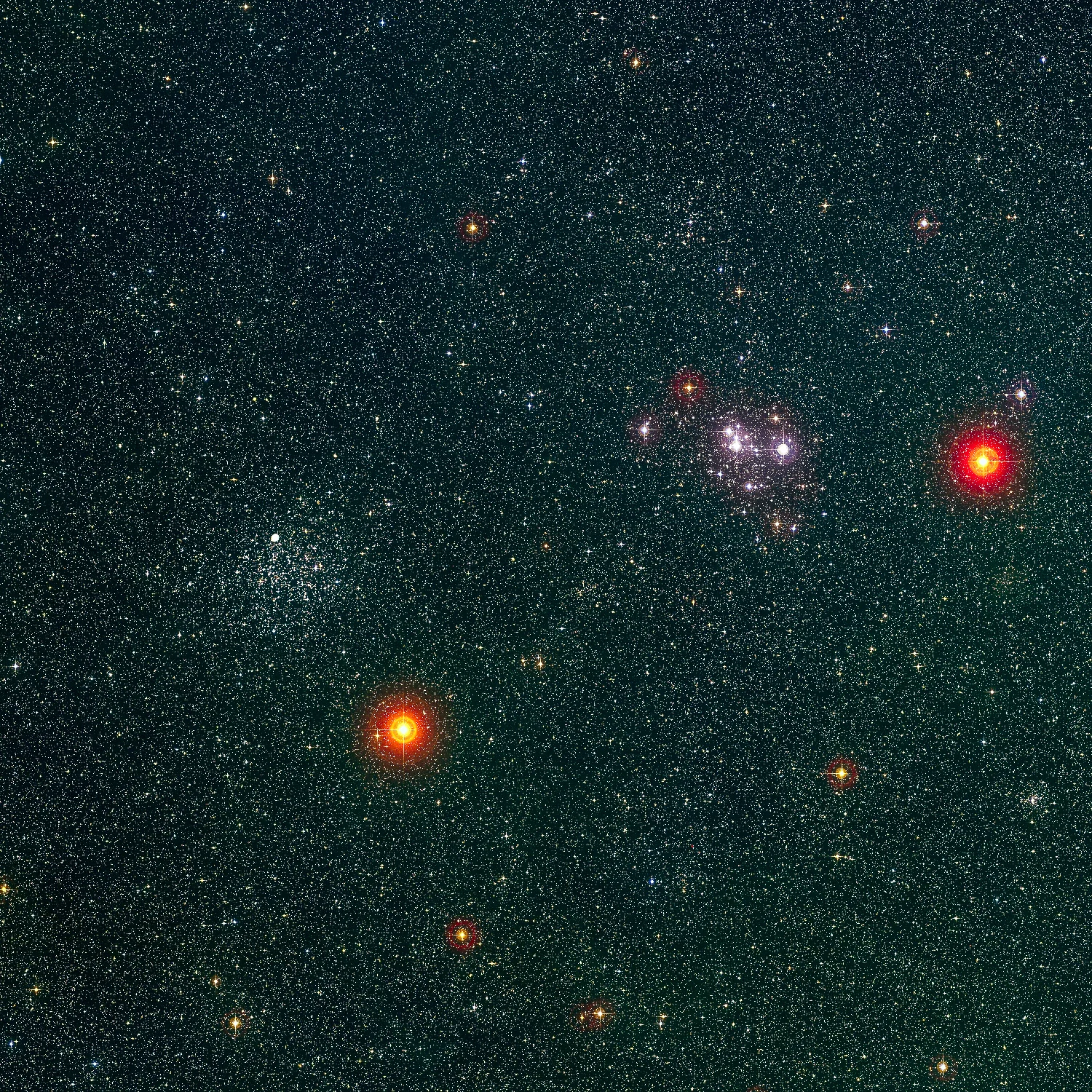 The star clusters Messier 46 (left) and Messier 47 (right) Credit: Digitized Sky Survey 2 Processing: Chris Casper