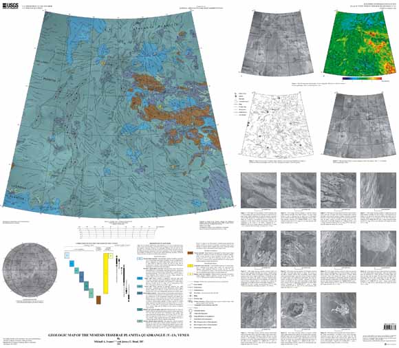 The Nemesis Tesserae quadrangle is an area once flooded by volcanic depostis. Credit: USGS/Mikhail A. Ivanov/James W. Head, III 