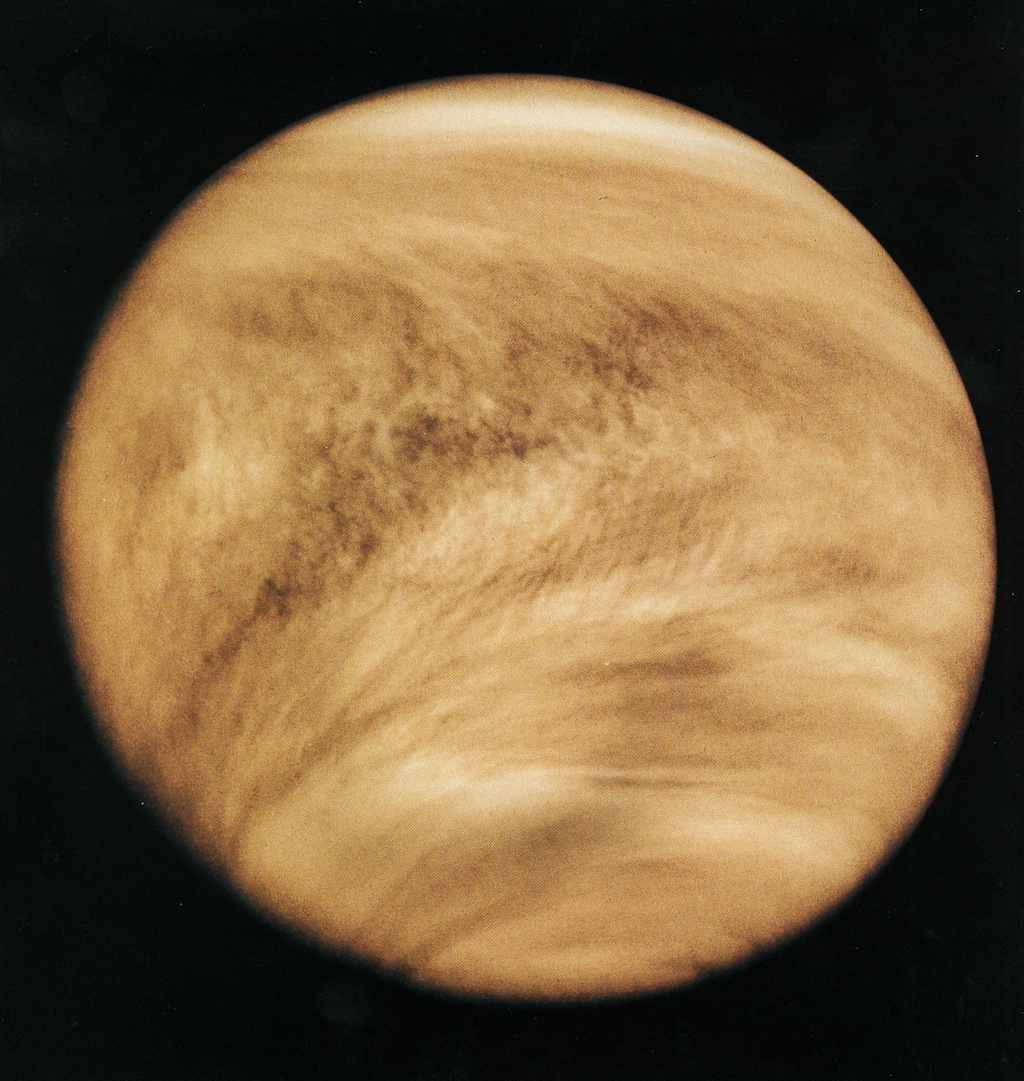 The Pioneer Venus Orbiter took this picture of Venus through an ultraviolet filter, letting scientists see details in the planet's global cloud cover. Credit: Nasa