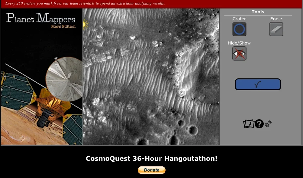 A few clicks helps produce good science. CosmoQuest's Planet Mappers: Mars Edition is the latest planetary science crowdsourcing project. Credit: CosmoQuest