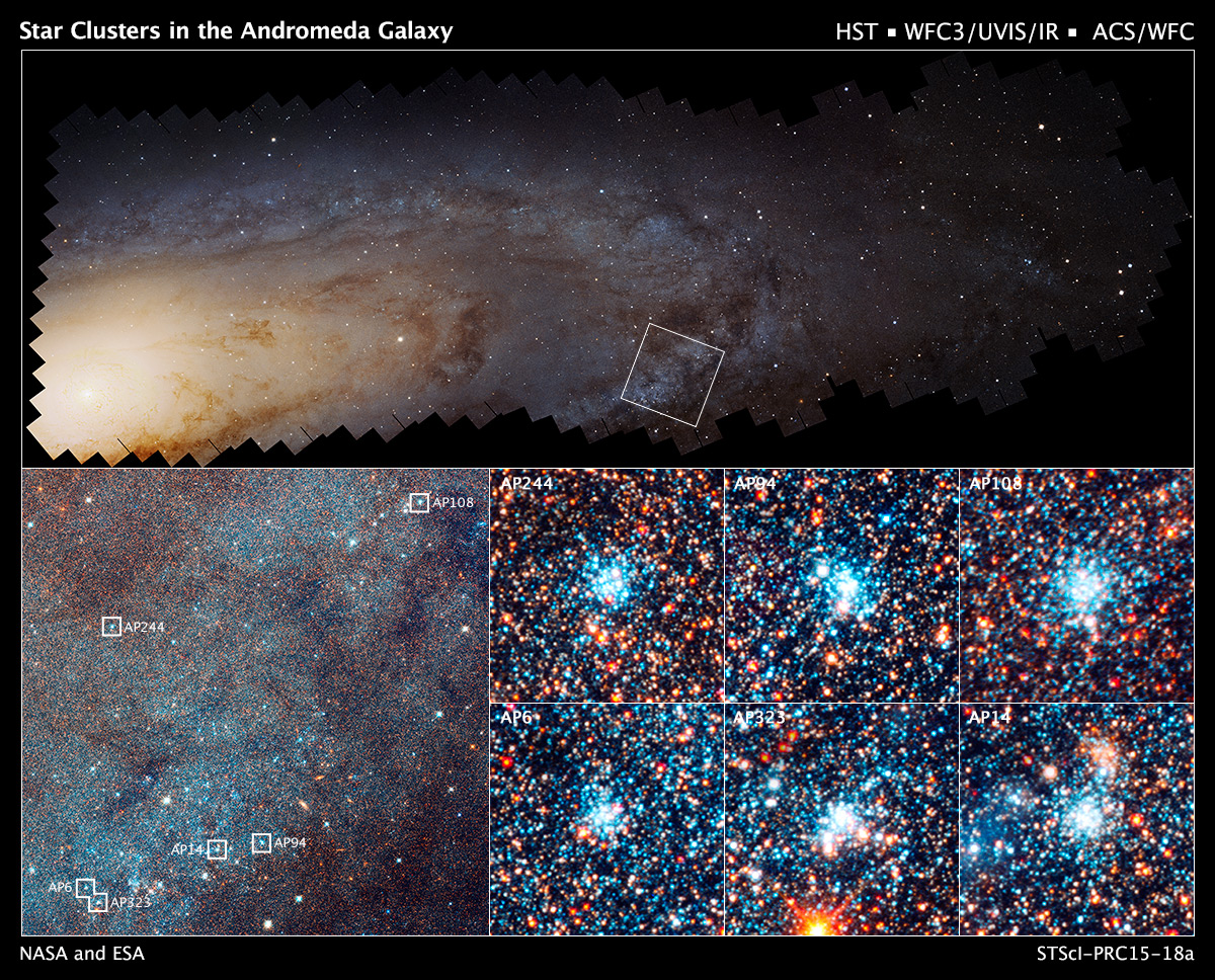 The stellar clusters spotted by the Andromeda Project's citizen scientists will let astronomers study how stars form and evolve. Source: Hubblesite