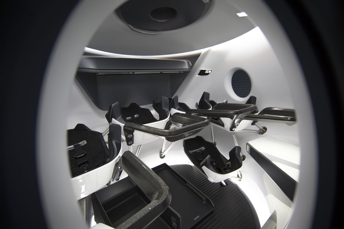 An interior view of the SpaceX Dragon's crew configuration. It will carry Nasa astronauts to the International Space Station next year and - who knows - maybe tourists a few years later. Credit: SpaceX