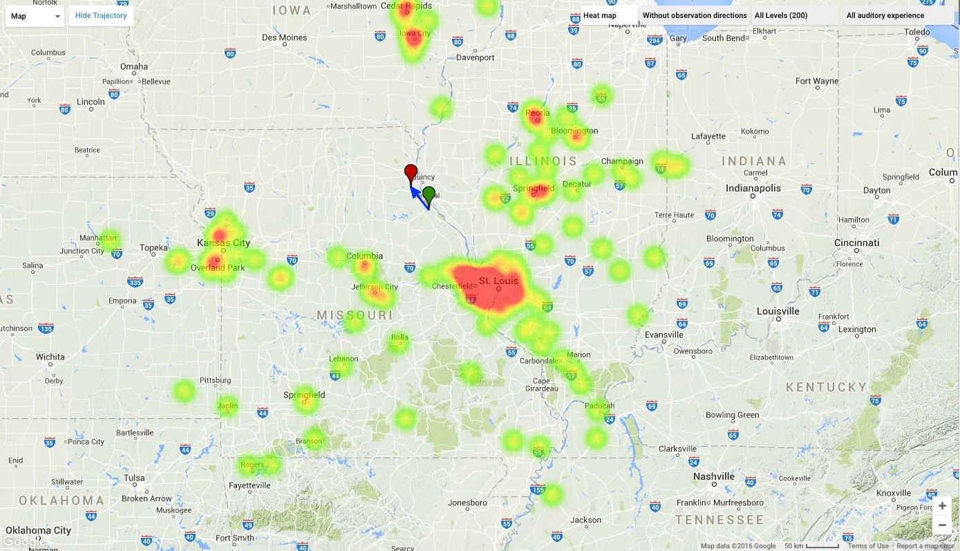 The American Meteor Society collected more than 400 public reports of a daylight fireball over the midwestern United States. Credit: American Meteor Society