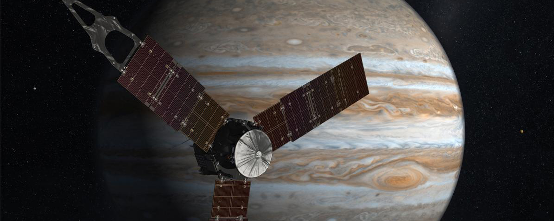 An artist's vision of the Juno spacecraft orbiting Jupiter. Credit: Nasa