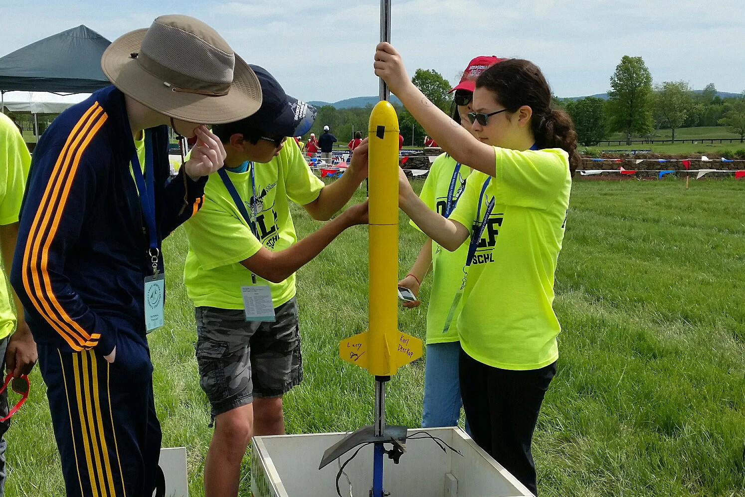Middle school students from Bellevue, Washington, became America's rocketry champions earlier this summer. Last week team Space Potatoes travelled to Great Britain to compete against British, French, and Japanese champions in the International Rocketry Challenge - and won! Credit: Raytheon