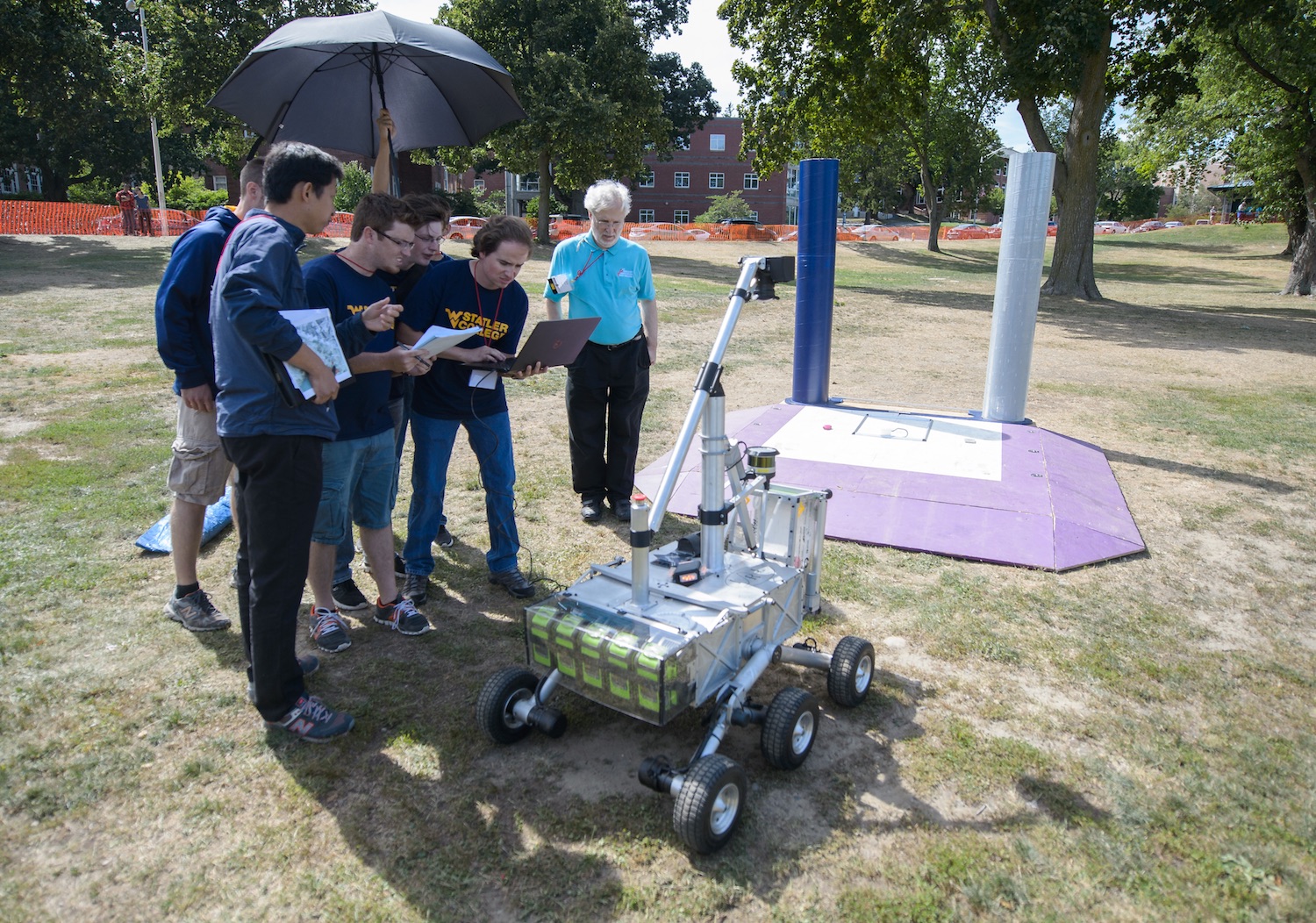 Students from West Virginia University were the first to win Phase 2 of Nasa's Sample Return Robot Challenge. Credit: Nasa/Joel Kowsky