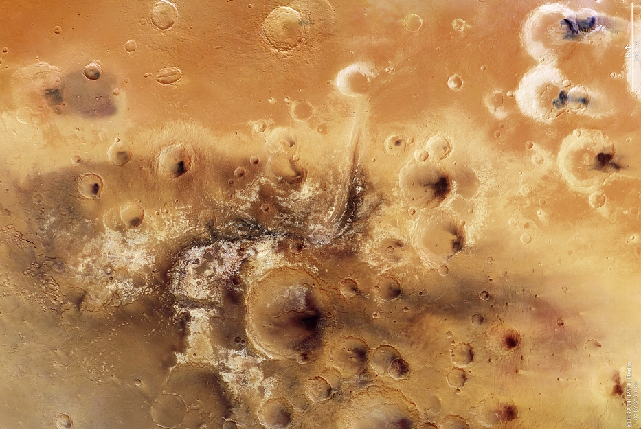 Mawrth Vallis, a potential landing site for Europe's ExoMars 2020 rover. Credit: Esa/DLR/FU Berlin, CC BY-SA 3.0 IGO