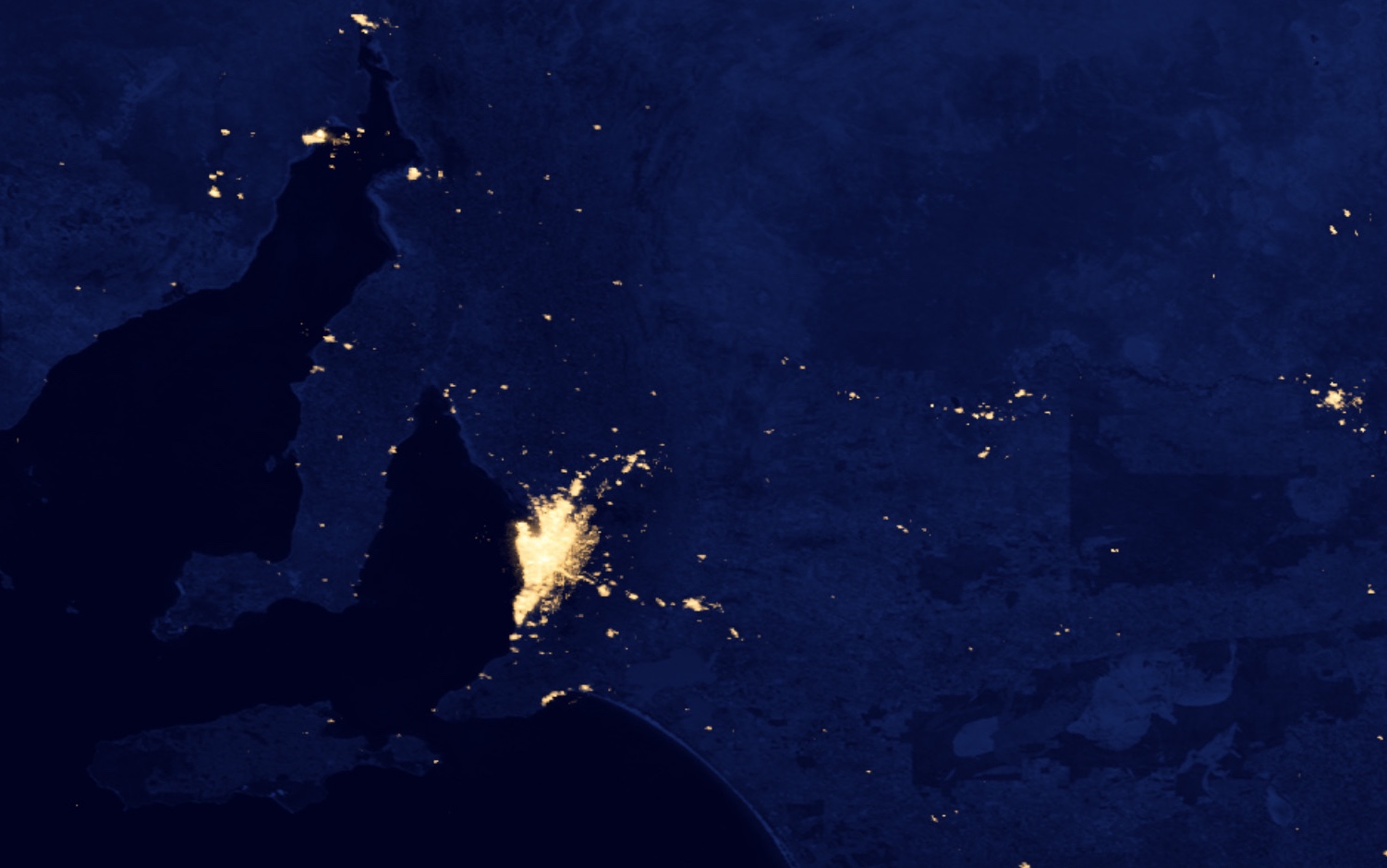 Adelaide at night... from space. Mid Murray Council lies to the northeast of Adelaide's city lights making it a convenient spot for astronomy tourists. Credit: Noaa / Nasa