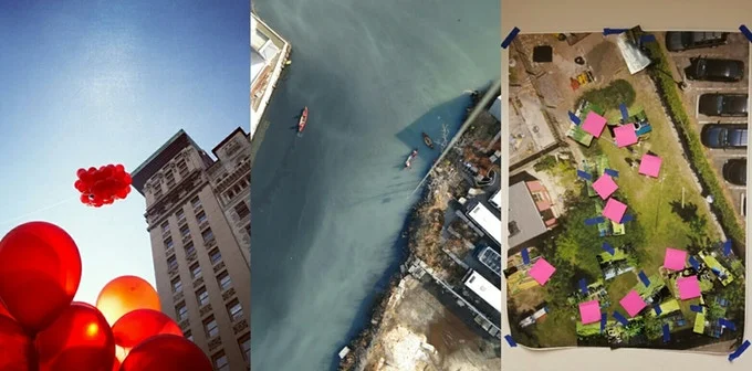 A digital camera and a bunch of helium-filled balloons are all you need to map your local community from the sky. Public Labs' balloon mapping kits make it even easier. Source: Public Labs